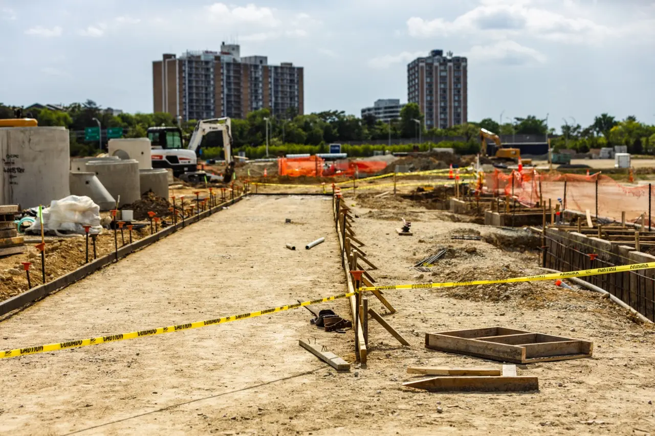 construction site for a new concrete parking lot