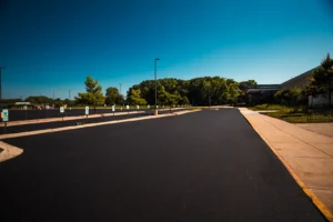 freshly paved commercial asphalt driveway