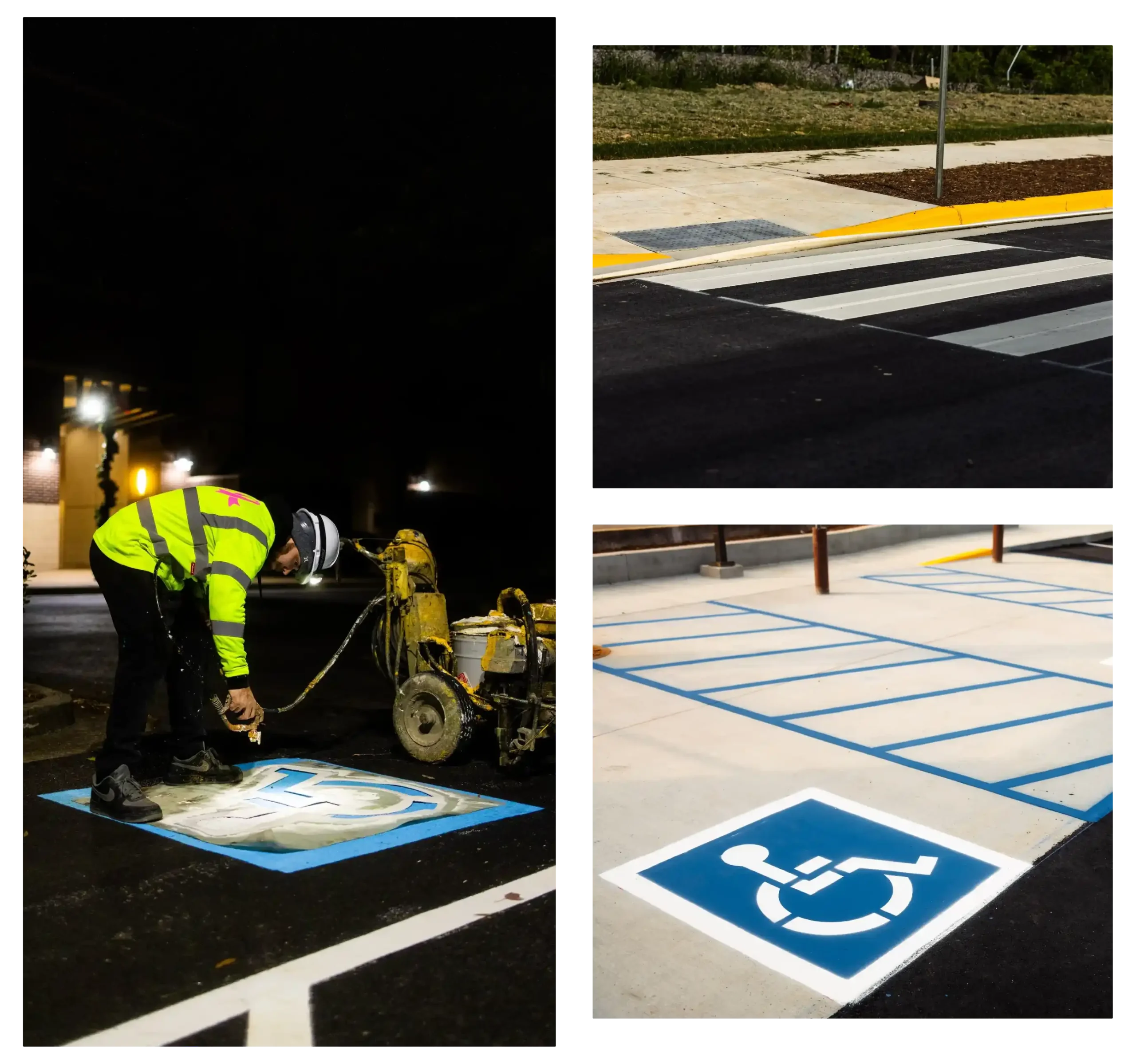 collage of three parking lot images