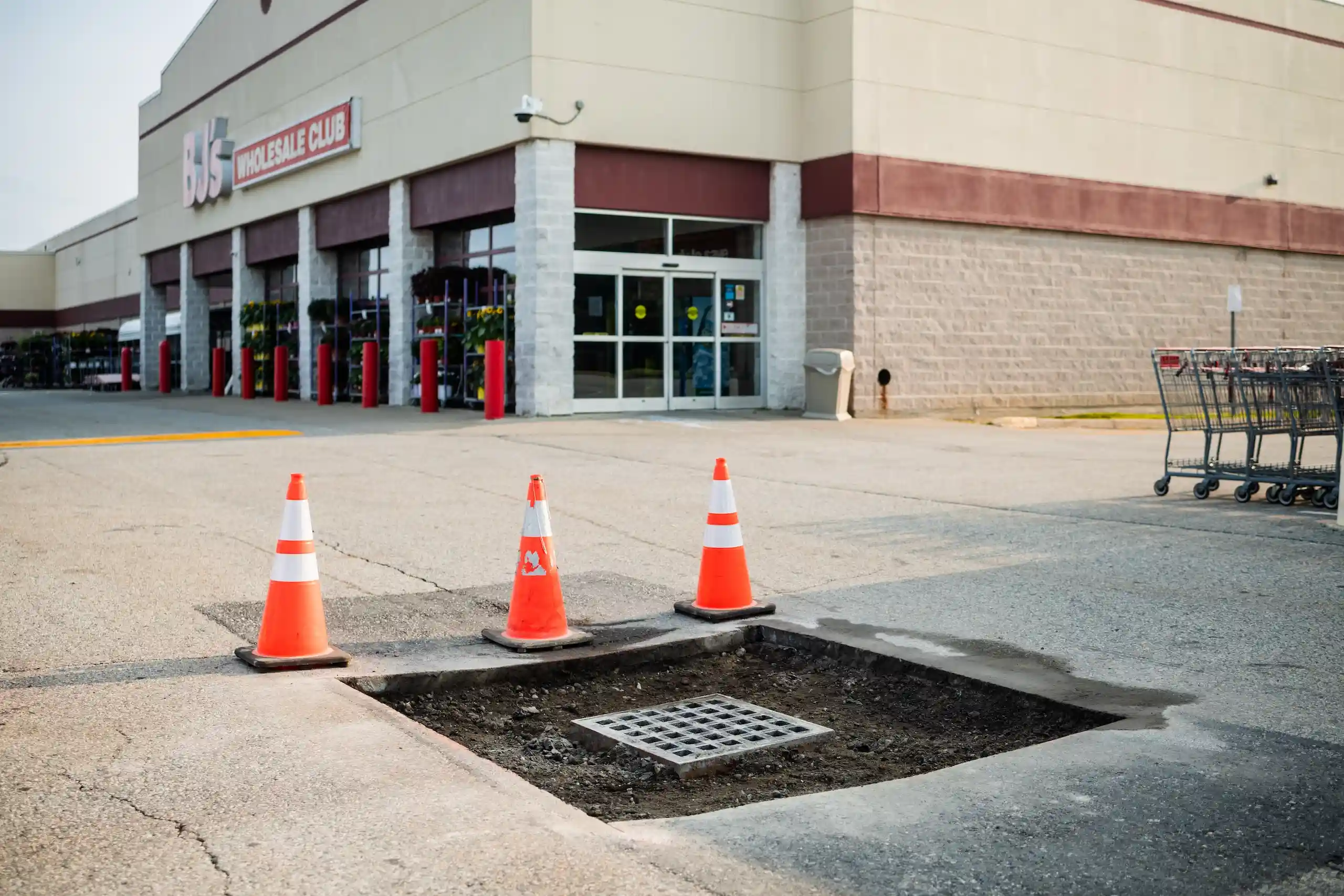 installing a new drain in a parking lot