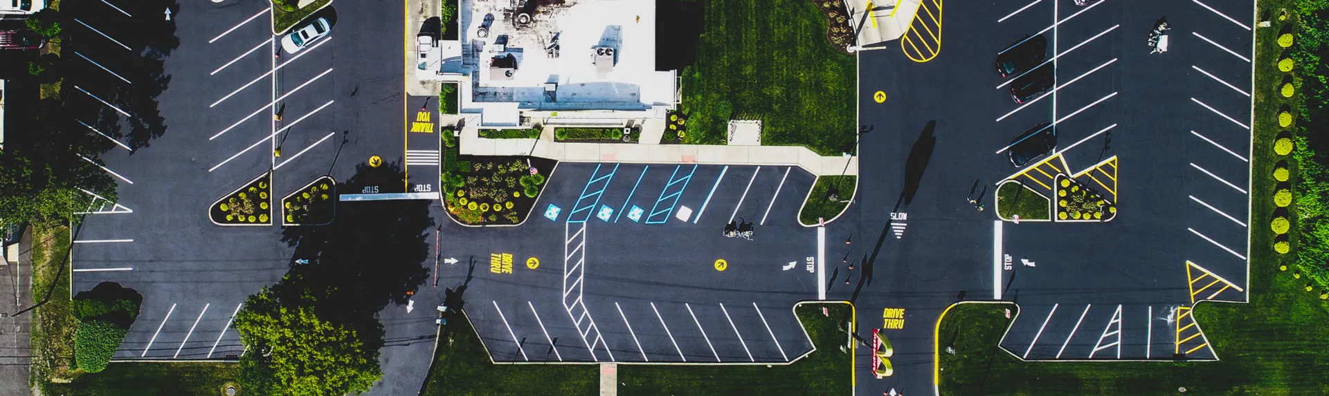 aerial view of a parking lot