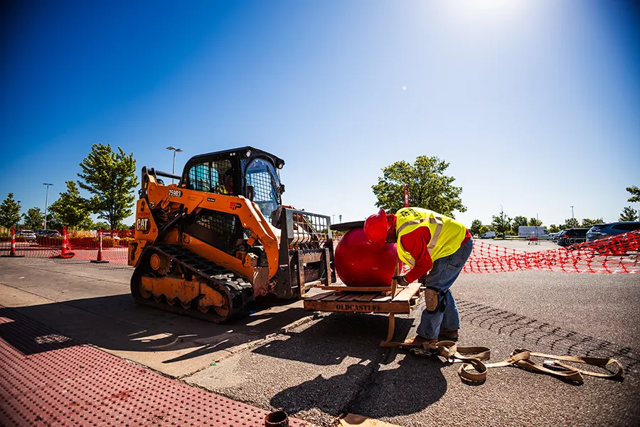 pave america employee working in a target parking lot