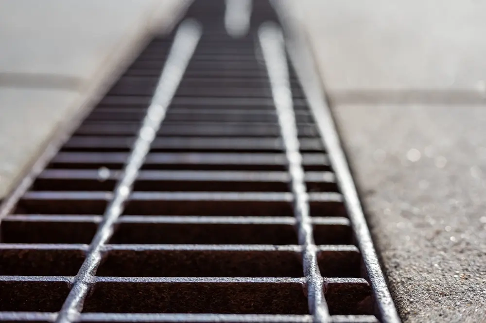 closeup of drainage grates