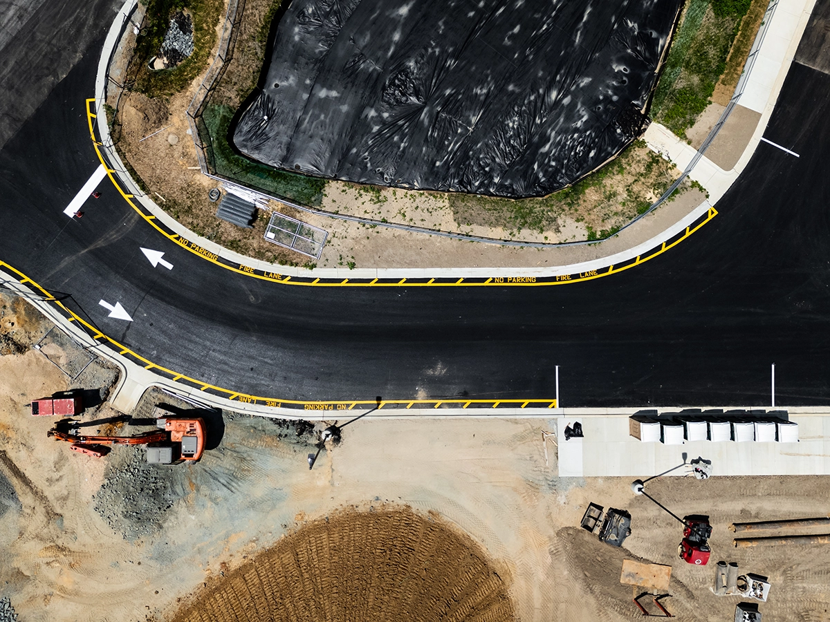aerial view of a commercial driveway