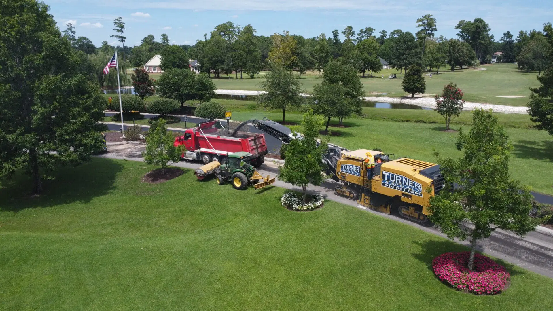asphalt milling by a golf course